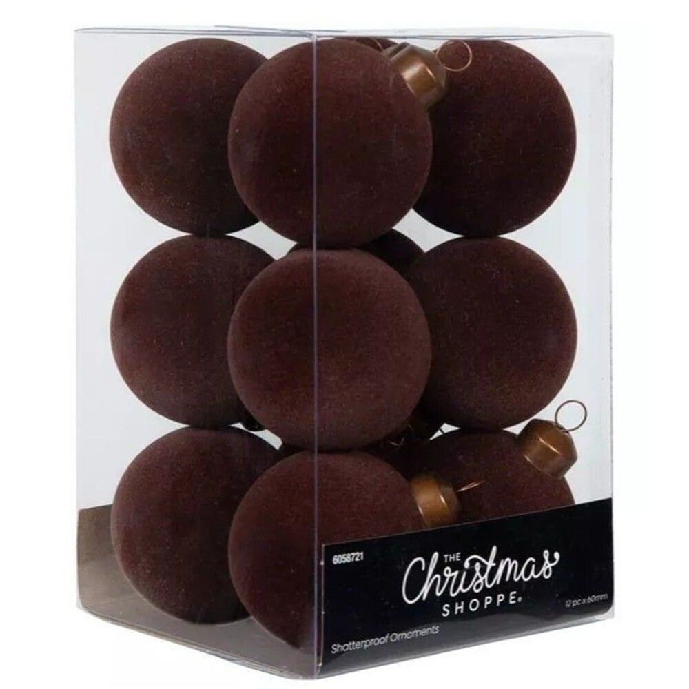 2024 Viral Hobby Lobby Dark Brown Extra Small 60mm Flocked Ornaments 1 Box